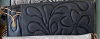 Hand-tooled Leather Wallet BAGS & WALLETS - 102 Leaders in Leather black wild flower 