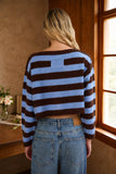 Stripe Exposed Seam Cropped Sweater
