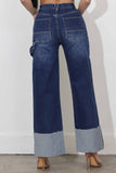 Cuff Up Wide Leg Jeans With Double Pannels