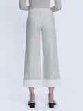 High Rise Stripe Cuffed Crop Wide Jeans