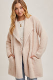 SOFT FUZZY DRAPE FRONT CARDIGAN