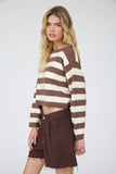 Stripe Exposed Seam Cropped Sweater