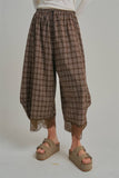 Flowy Plaid Wide Leg Balloon Pants