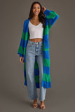 Striped Duster Cardigan- Royal Blue & Green