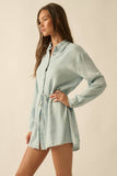 Tencel Denim Belted Button-Up Shirt Romper