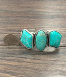 Three Stone Turquoise Cuff Bracelet