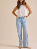 Embroidered eyelet side tie tank top