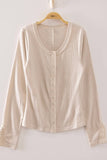 Lace Sleeve Ribbed Top