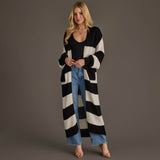 Striped Duster Cardigan- Black & White