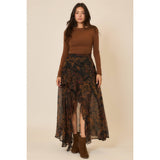 Floral Maxi Skirt With Reverse Seam