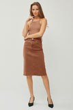 High Rise Back Slit Midi Skirt