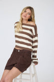 Stripe Exposed Seam Cropped Sweater