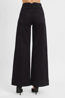 High Rise Ankle Wide Double Button Jeans
