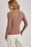 WHOLEGARMENT MOCK NECK RIBBED KNIT SWEATER
