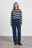 Stripe Exposed Seam Cropped Sweater