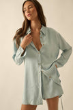 Tencel Denim Belted Button-Up Shirt Romper