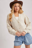 CROPPED POPCORN KNIT SWEARER CARDIGAN