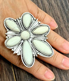750375, White Turquoise Adjustable Ring