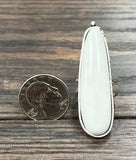 750163, Very-Big White Turquoise, Brass Adjustable Ring