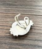 750263, 1.5" White Turquoise Ring, Brass Adjustable Band