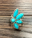 750393, Turquoise, Brass Adjustable Ring
