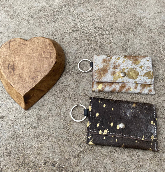 Acid Wash Gold Cowhide credit card wallet