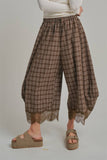 Flowy Plaid Wide Leg Balloon Pants