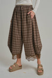 Flowy Plaid Wide Leg Balloon Pants