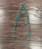Turquoise Chip 3-strand Necklace - 30"