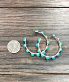 Western Turquoise Hoop Stud Earrings - 1.75"