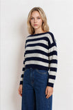 Stripe Exposed Seam Cropped Sweater