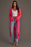 Striped Duster Cardigan- Bright Pink & Orange