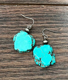 Turquoise Slab Earrings - 1.2"