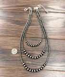 Navajo Bead 3-strand Necklace - 24"