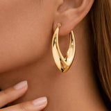 18K Gold Plated Waterproof Stainless Steel Hoop Earrings - 7636