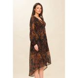 Floral Print Wrap Midi Dress