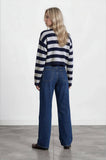 Stripe Exposed Seam Cropped Sweater