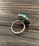 750280, Turquoise, Brass Adjustable Ring