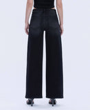 High Rise Black Detailed Wide Leg Jean