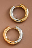 18K Gold Plated Waterproof Stainless Steel Hoop Earrings - 7122