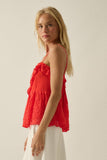 Floral Lace and Cotton Gauze Ruffled Babydoll Cami Top