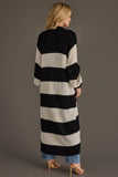 Striped Duster Cardigan- Black & White