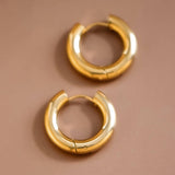 18K Gold Plated Waterproof Stainless Steel Hoop Earrings - 7079