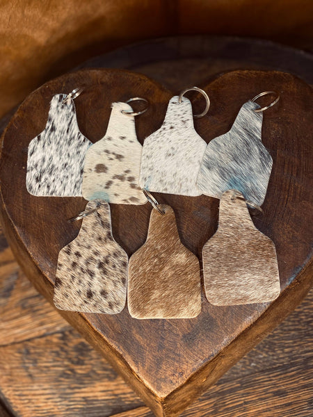 Classic Cattle Cowhide Keychain      