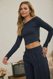 Off The Shoulder Cropped Knit Top