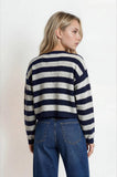 Stripe Exposed Seam Cropped Sweater