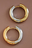 18K Gold Plated Waterproof Stainless Steel Hoop Earrings - 7122