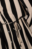 Striped Collar Neck Button Front Yoke Back Romper