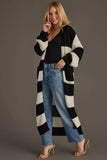 Striped Duster Cardigan- Black & White