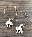 Western Bronc Hoop Earrings - 1.8"